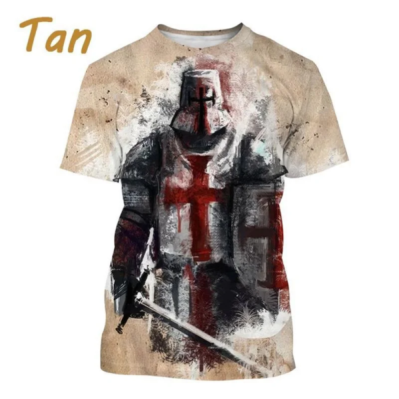 

Knights Templar 3D Printing T Shirt Cartoon Anime Street Fashion Sports Casual Short Sleeve Cool Tops