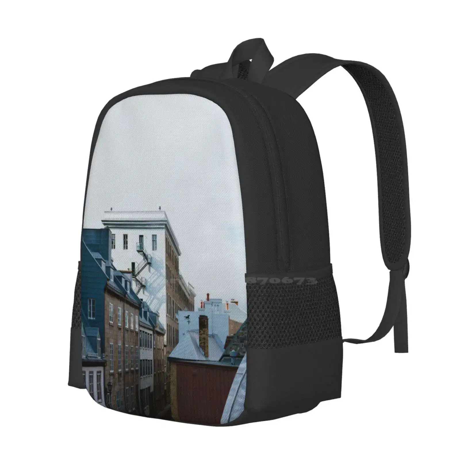 One November Morning In Quebec Hot Sale Backpack Fashion Bags Rooftops Old Historic Quebec Canada Valerie Rosen Travel