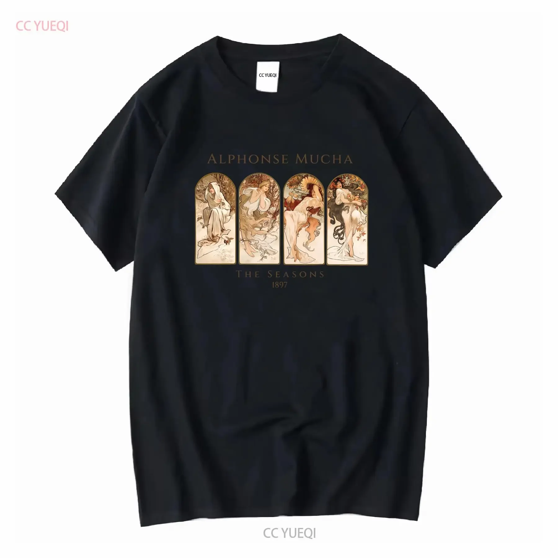 T Shirt Alphonse Maria Mucha The Seasons Famous Art Nouveau artwork vintage French Modern for Lover aesthetic clothing vintage