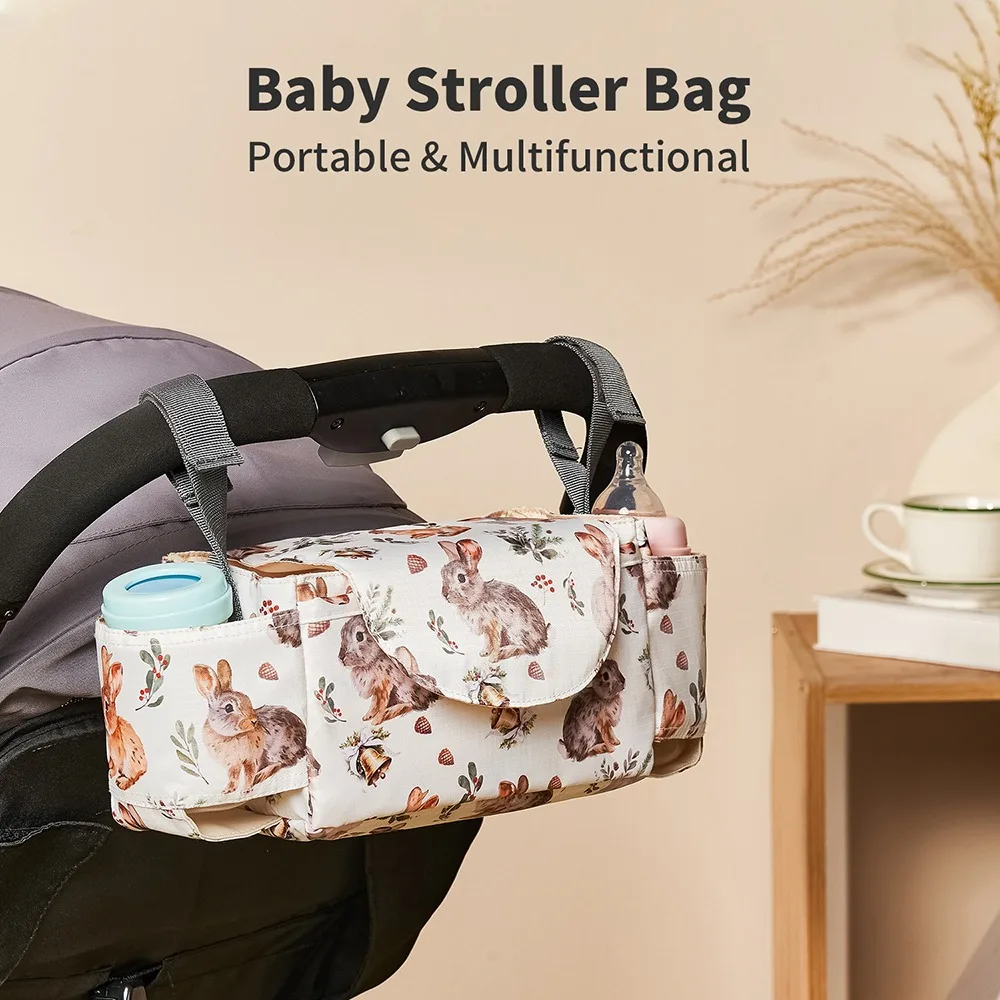 Tas Kereta Dorong Bayi Multifungsi Tahan Air dengan Banyak Kantong Tas Gantung Penyimpanan Kereta Dorong Tas Tangan Ibu Kapasitas Besar
