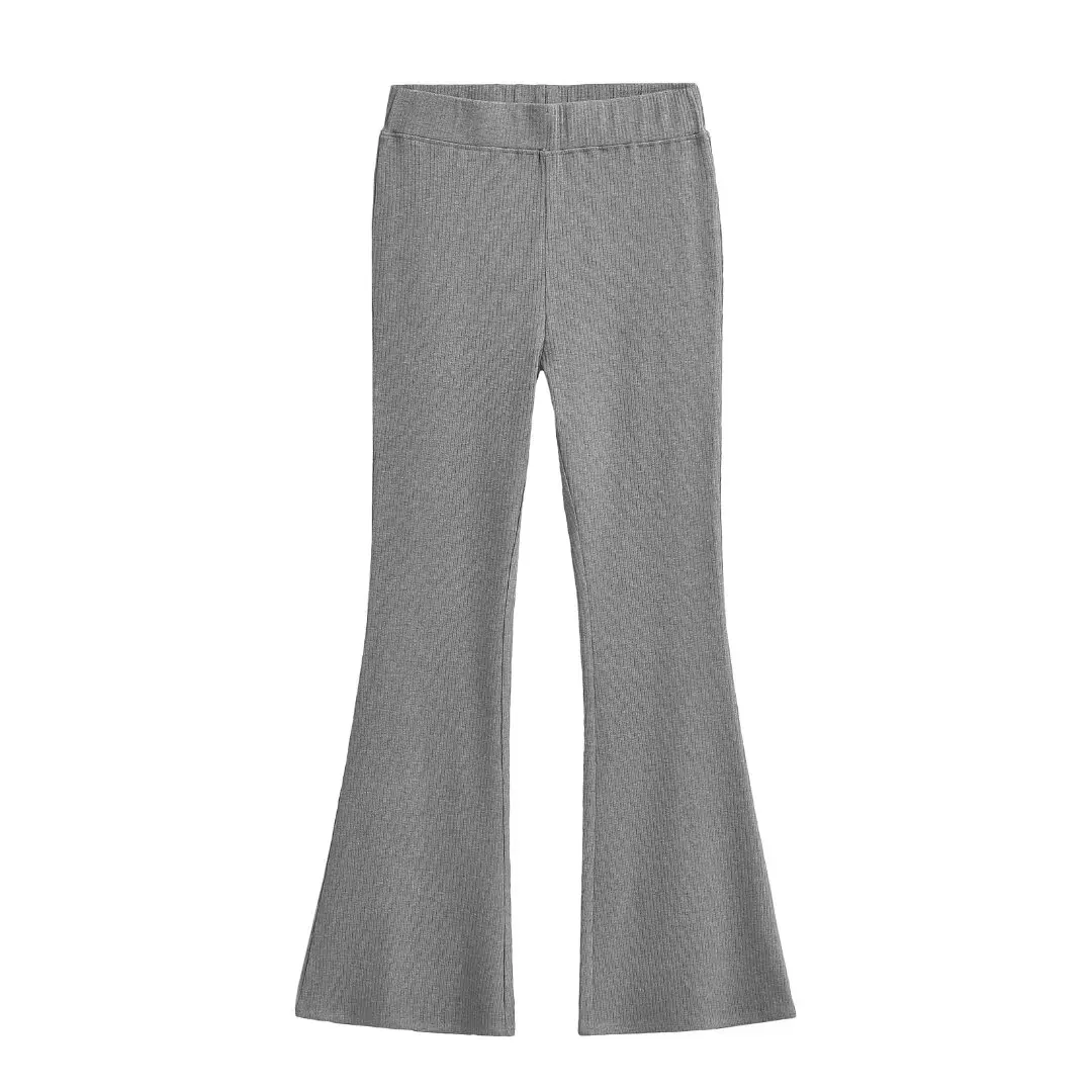 بنطلون نسائي واسع الساق بخصر مرتفع، بنمط كاجوال محبوك، تصميم أمريكي عتيق، مرن ونحيف، بنطلون طويل بأسلوب الشارع #3