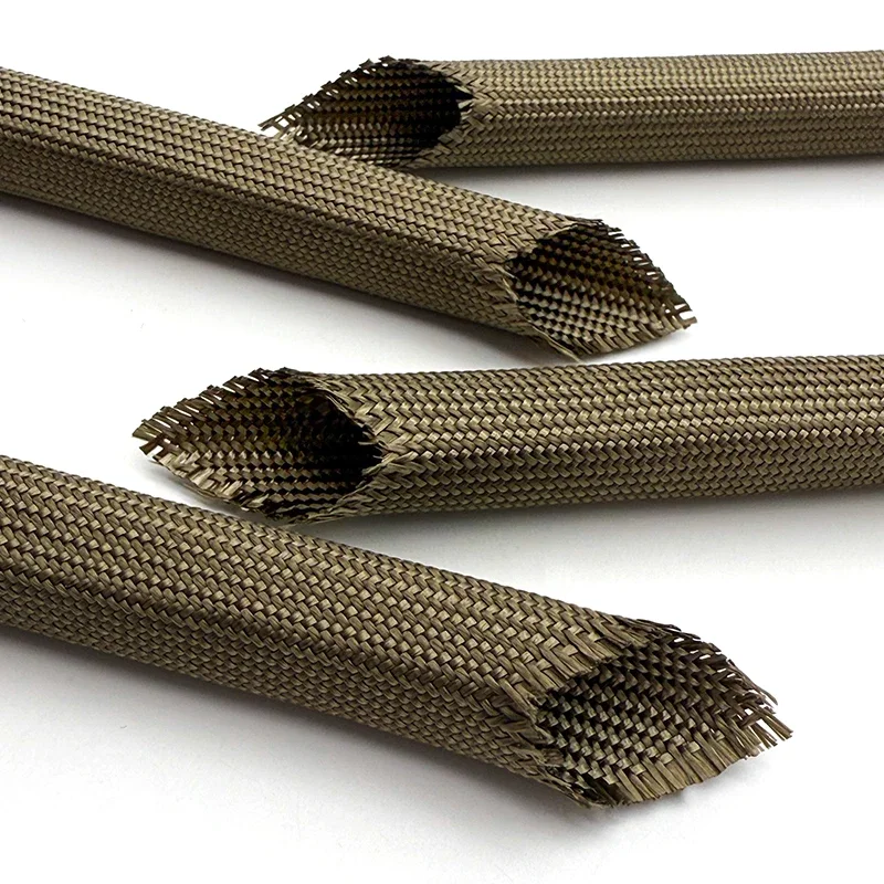 Fiberglass Braided Hose 1-20mm 800/1000 Deg.C Heat Fire Resistant Insulation Sleeve for Car Motorcycle Cable Protection Tubing