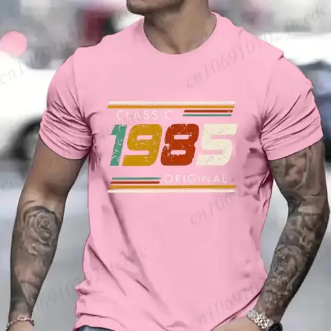 남자 패션 생일 선물 레트로 1985 40 번째 생일 40 번째 탑 여름 스트리트웨어 3D 인쇄 짧은 소매 남자 티셔츠