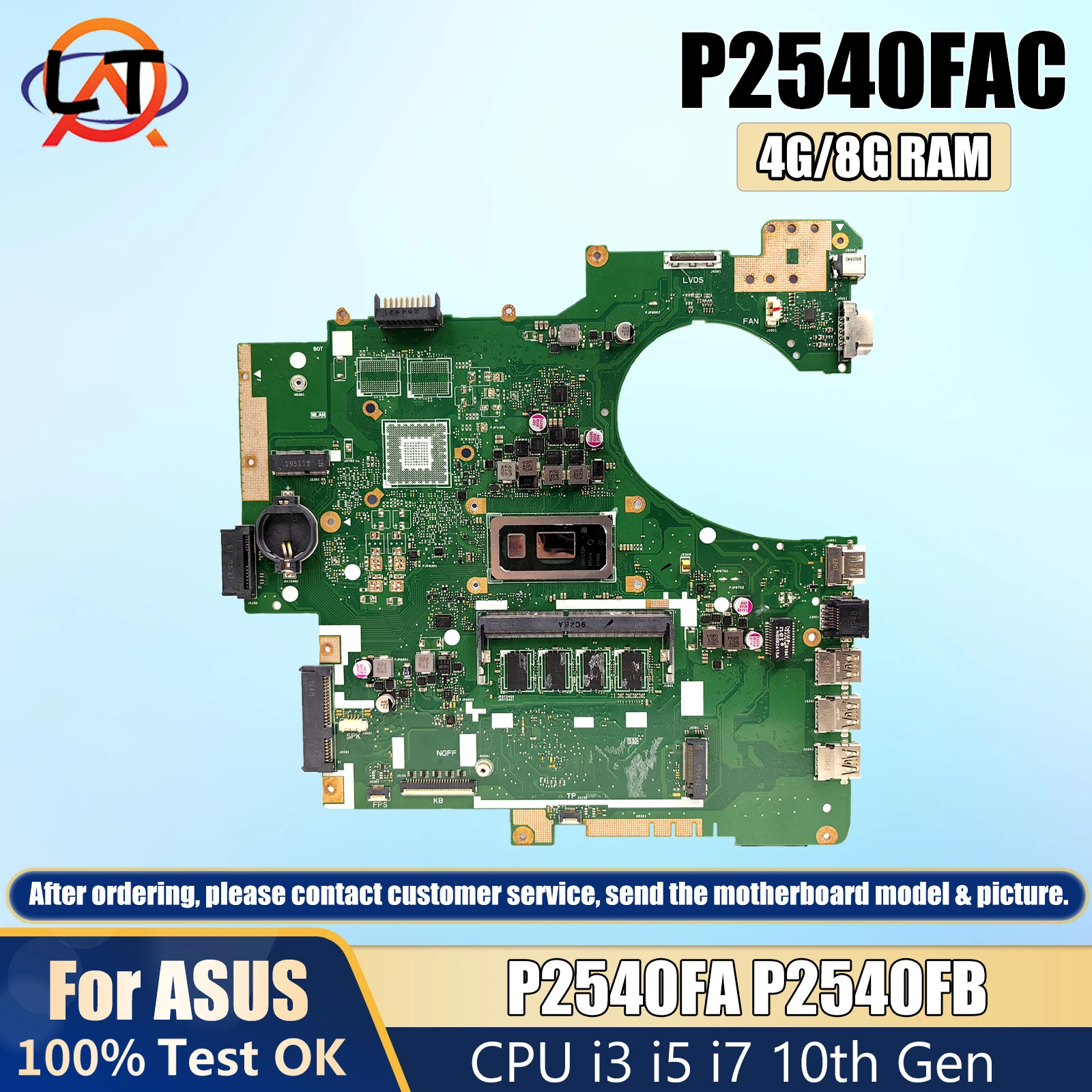 

P2540FAC Laptop Motherboard For ASUS PRO P2540FA P2540FB notebook Mainboard With i3 i5 i7 10th Gen CPU 4G/8G RAM DDR4