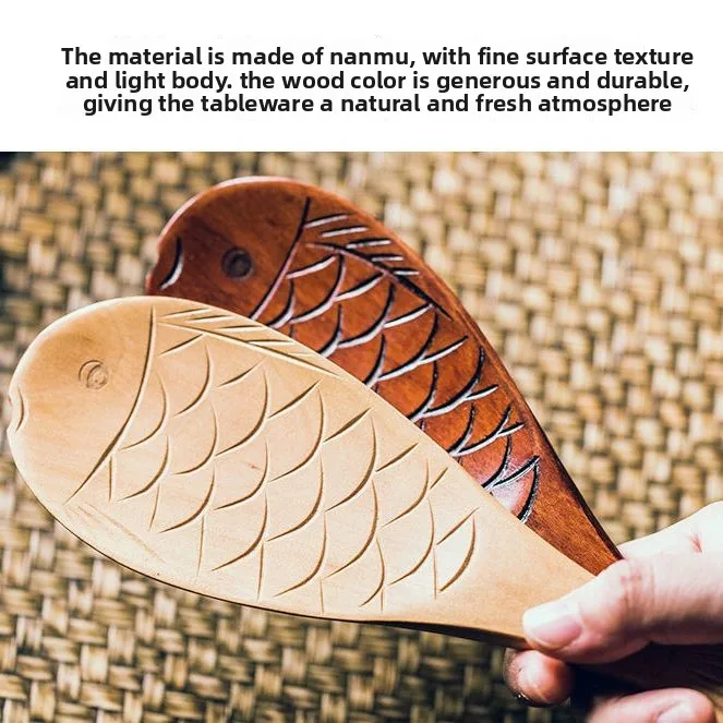 Fish Shaped Rice Spoon Creative Japanese and Korean Rice Spatula Household Kitchen Tableware Wooden Spoon