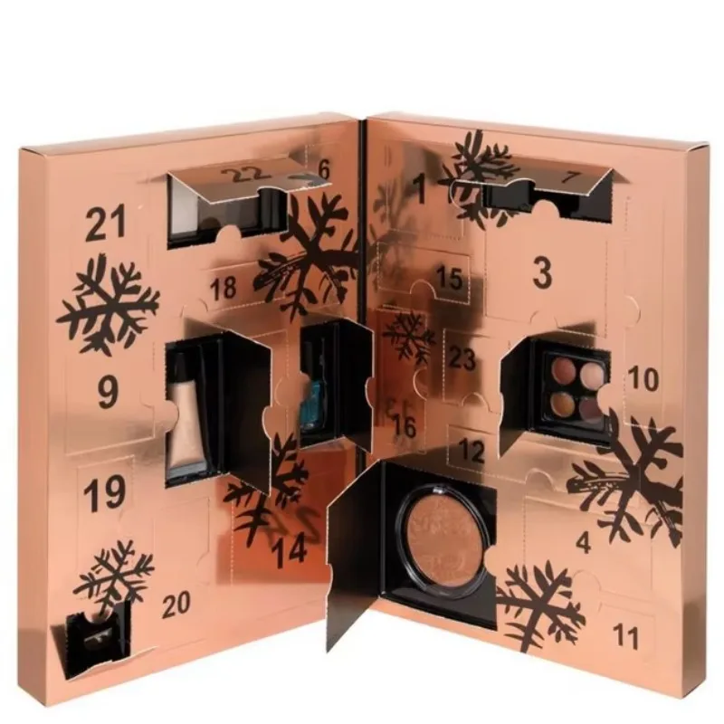 Anpassung.Anpassung.Deluxe Custom 24-Tage-Rosa-Weihnachts-Adventskalender, leere Blindbox, Schwammfutter für Geschenkverpackung