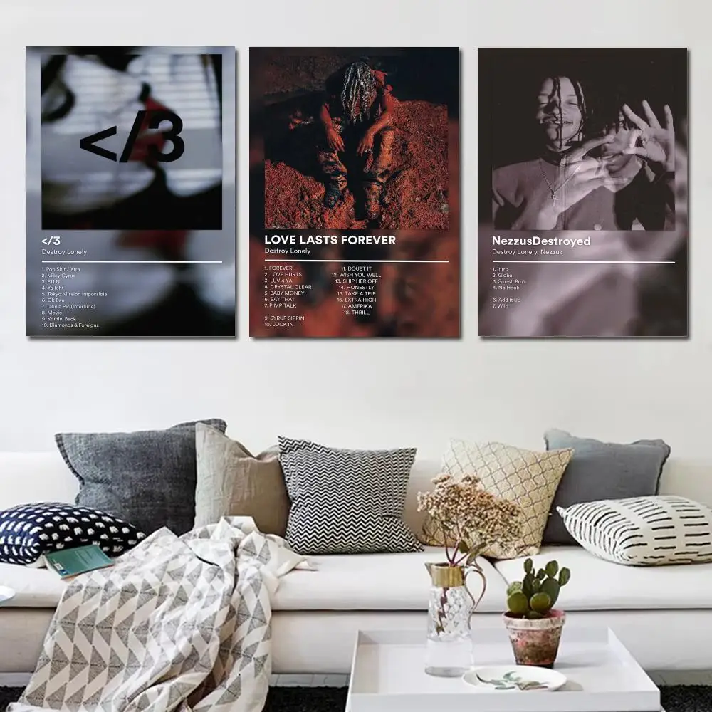 Rap Artist D-Destroy Lonely Poster Music Album Wall Art Print Room Decoration for Bedroom Living Room Office Home Decor Gift