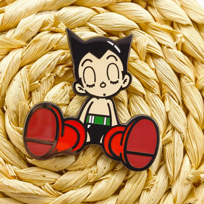Mighty Atom Metal Pins Anime Tetsuwan Atom Badges Astroboy Pendant Animation Brooches for Bag Backpack Clothing Lapel ACG Toys view 3