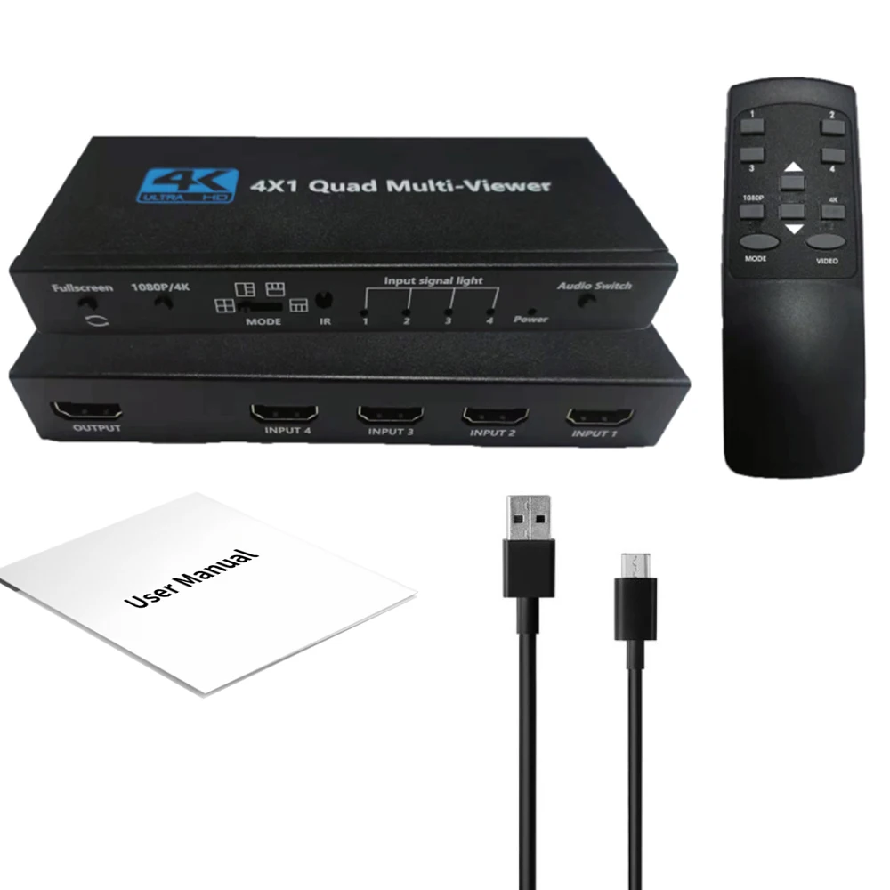 HDMI Multiviewer 4K 4X1 HDMI quad viewer 4 in 1 HDMI Multi-viewer
