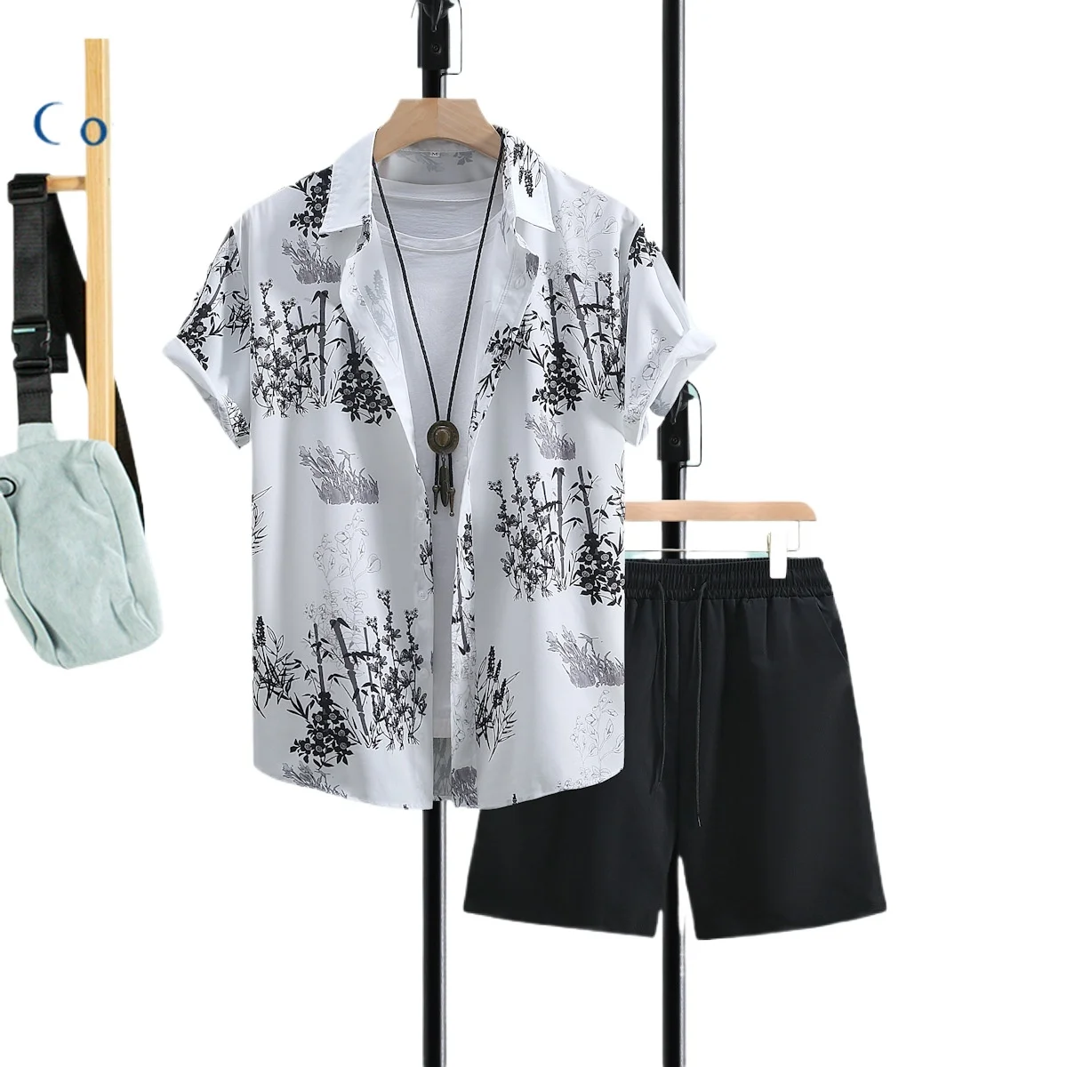 Men's Matching Sets Shirt Button Up Shirt Casual Shirt Shorts Beach Shorts Sets Short Sleeve Lapel Vacation Casual Daily Graphic