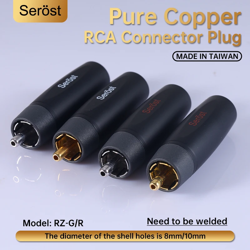 Serost HiFi RCA Audio Cable Jack Connector Gold-Plated/Rhodium-Plated Copper 8mm-10mm Hole Diameter for Enhanced Sound Quality