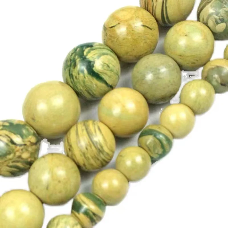 

Natural Yellow American Phosphorus Variscite Diaspore Stone Round Beads For jewelry Making DIY Necklace Bracelet 6 8 10 12mm