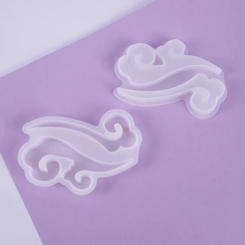 2Pcs Auspicious Clouds And Waves Mirror Chinese Style Chinese Style Ornaments Silicone Diy Crystal Epoxy Mold