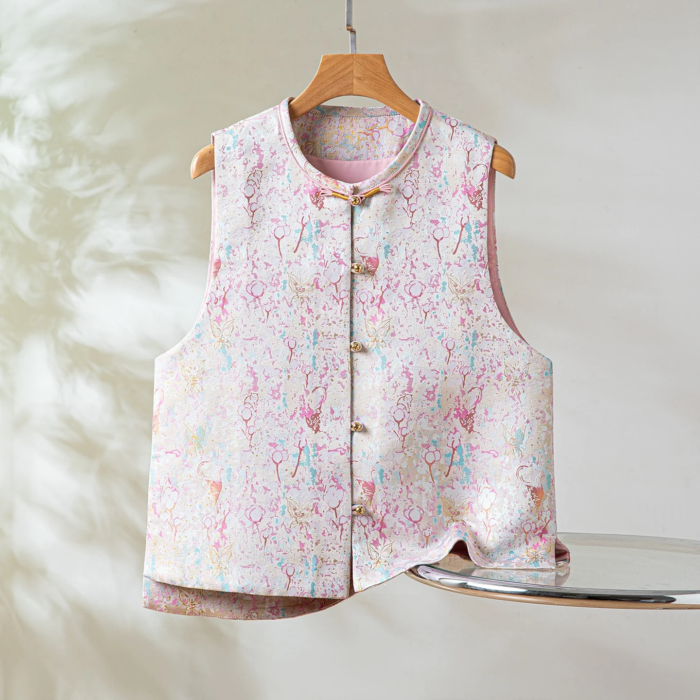 

Silk Sown Embroidery Jaet round Ne Women's Vest Outerwear Traditional Chinese Sle New Faion Ladies Vest