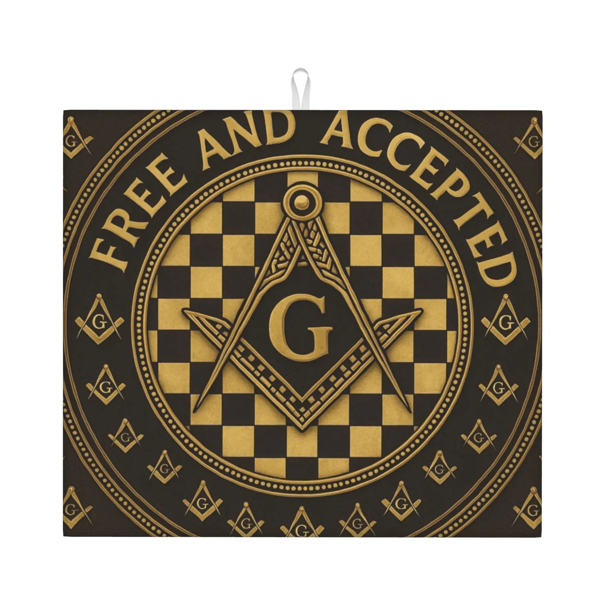 Drying Mat For Kitchen Freemasonry Freemason Masonic Symbol Water Absorbent Waterproof On Slip Kitchen Counter Protector Mat
