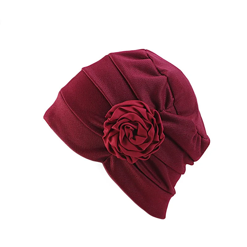 New Women big flower Women\'s Hat Chemotherapy Cap Muslim Islam Ruffle Cancer Chemo Beanie Scarf Turban Wrap Cap Hair Accessories