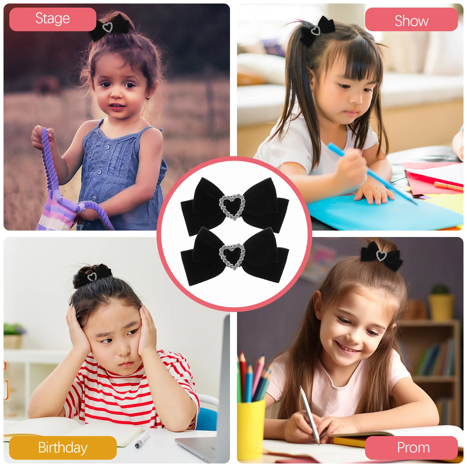 

1 Pair Velour Red Bow Hair Clips Girls Accessories Trendy Cute Girls Hair Bows Teens Hair Accessories