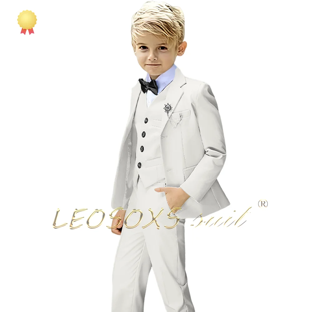 Boys 3-piece wedding suit dress suit, children's birthday event party celebration custom tuxedo for boys 3~16 years old