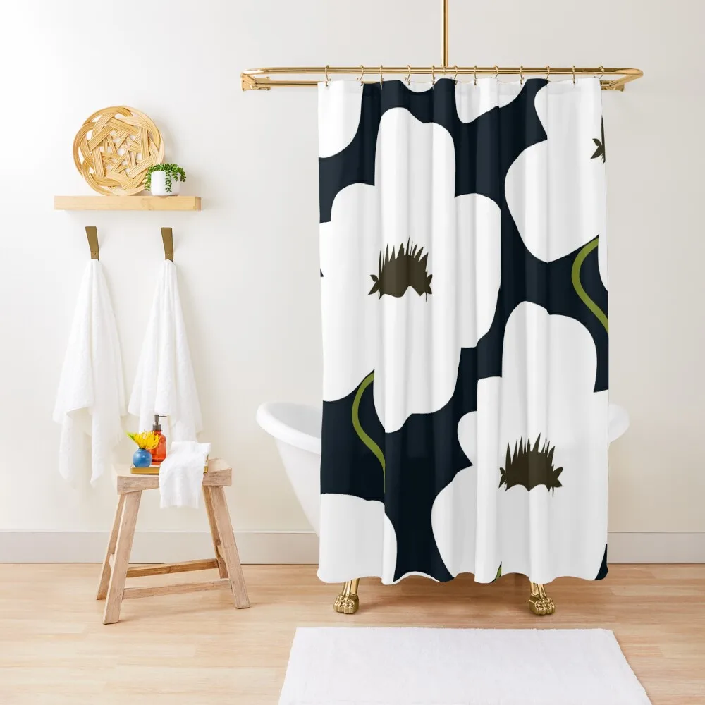

B&W Finnish Flower Shower Curtain Bathroom Shower For Shower Set For Bathroom Anime Bathroom Curtain