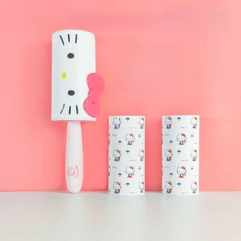 New Sanrio Hello Kitty Kawaii Cartoon Hair Stick Device Roller Rolling Paper Tearable Replace Household Use Convenient Portable view 3