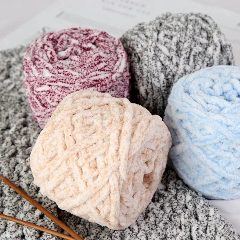 100g/ball Chenille Knitting Yarn Soft Ice Strip Line Cotton Yarn DIY Wool Yarn for Hand Knitting Scarf Thick Wool Wholesale