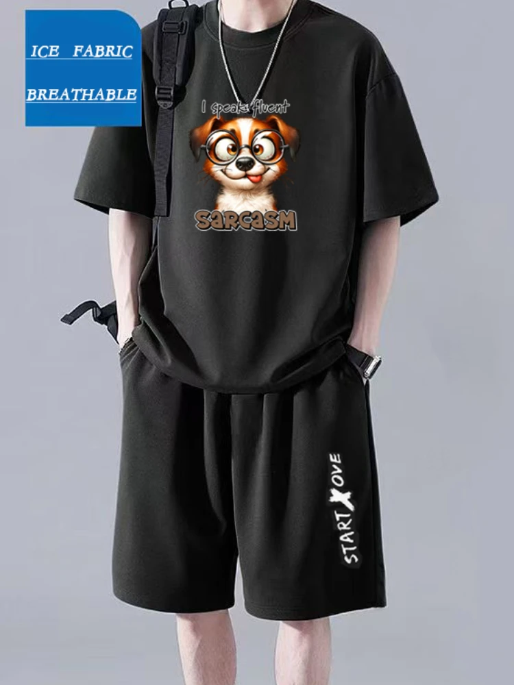 

2025 Men's Fashion Summer Two-Piece Set Breathable T-Shirt Shorts Casual Sports Thin Comfortable High Street Vacation Beach Set