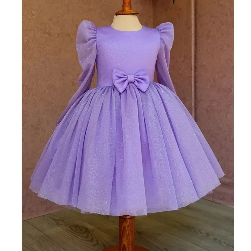 

2024 New Girls' dress Bow Puff Sleeve baby princess tutu dress for Birthday party Girls' Clothing summer Kids Dresses