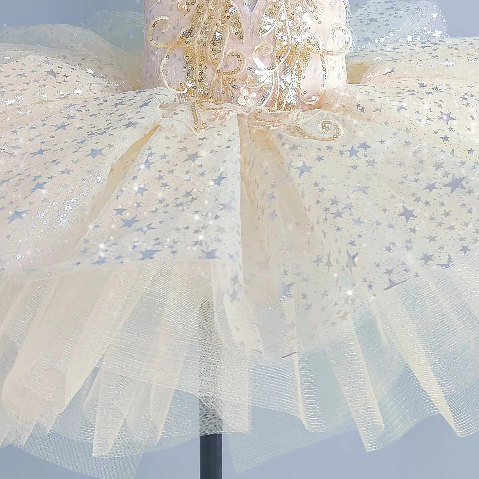 Kids Sequined Ballet Dress Performance Clothes Beige Girls Modern Dance Skirts Gymnastic Children Ballet Tutu Dance Clothes