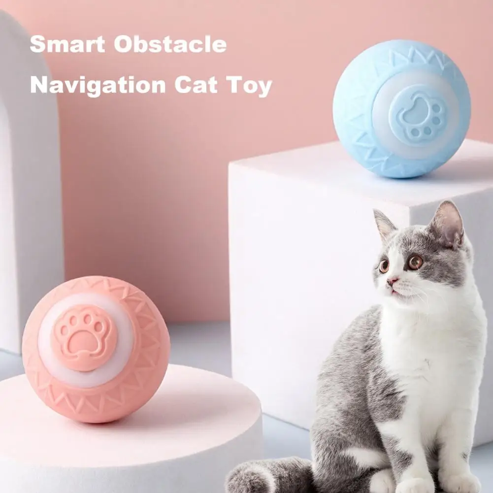 Interactive Cat Rolling Ball Toy Motion Activated Automatic Moving Smart Ball USB Rechargeable Pet Bouncing Ball for Small/Mediu