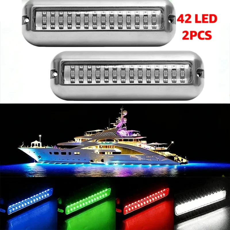 2-個マリン水中ライトヨット水中ライト-10-30v-防水-42led-海洋水中ライトヨットアクセサリー-mk-065