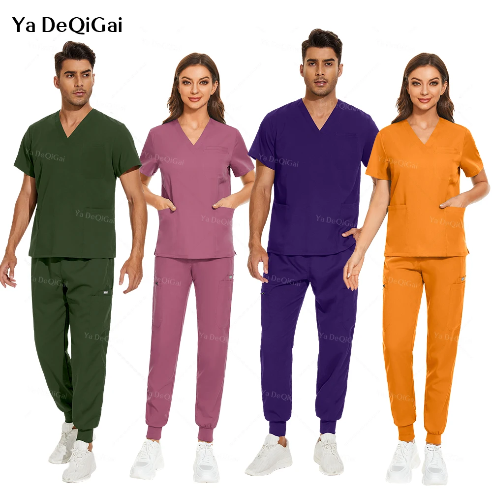 High Fabric Scrub Set Nursing Uniforms for Women Men Anesthetist Set Tops Jogger Pants Medical Surgical Uniforms Doctor Workwear