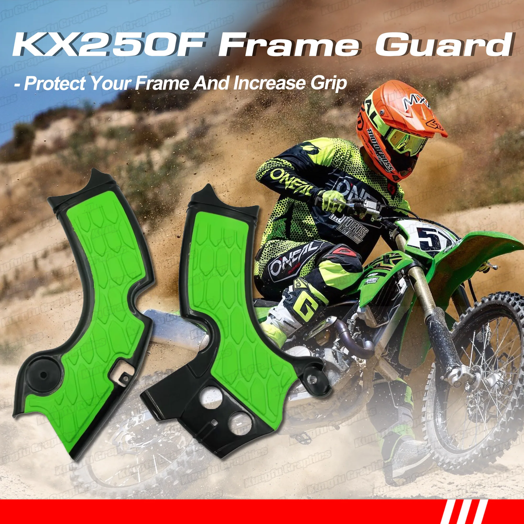 

MX Enduro Frame Guard Protector Plate Cover for KAWASAKI KX250F 2015 2016 2017 2018, Frame Shell Refinish Aftermarket Parts