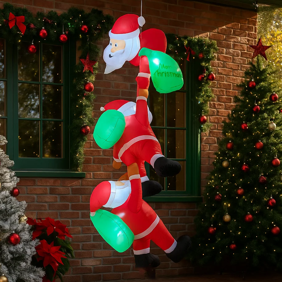 7.8피트 크리스마스 장식품 LED 장식이 있는 풍선 산타클로스 등반 장난감 가정 마당 장식 크리스마스 용품 야외 장식품