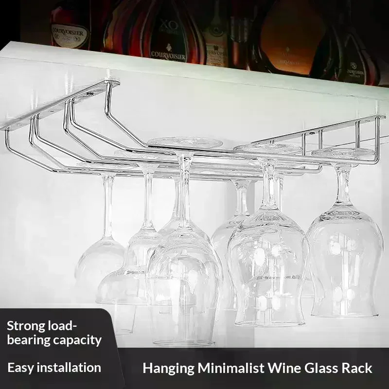27/34cm Carbon Steel Wine Rack Glass Holder Hanging Bar Hanger Shelf Hanging Rack Under Cabinet Stemware Organizer