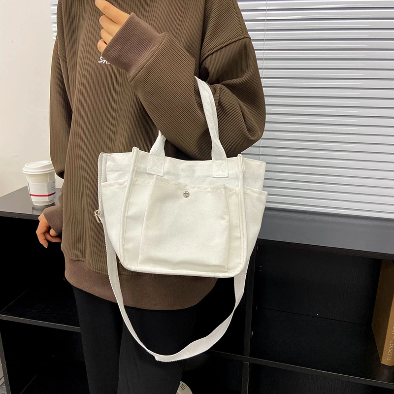 

2024 New Fashion Women Tote Shoulder Canvas Crossbody Bags Casual High Capacity Students Multifunction Handbags With Big Pocket