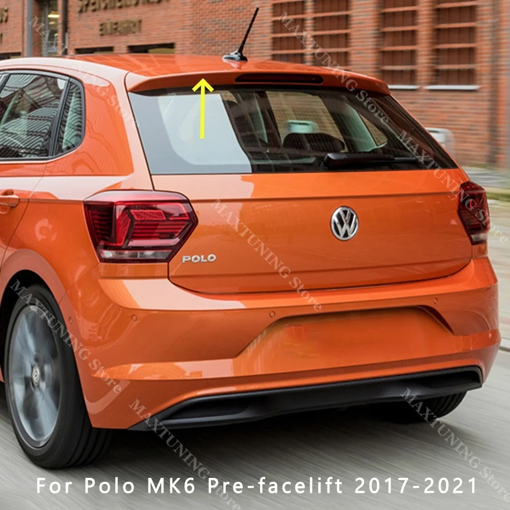 GTI Style Spoiler voor Volkswagen Polo 6 MK6 2018-2025 ABS Auto Achterklep Dakvleugel Verlenging Vleugels Achterlip Cap Splitter Tuning