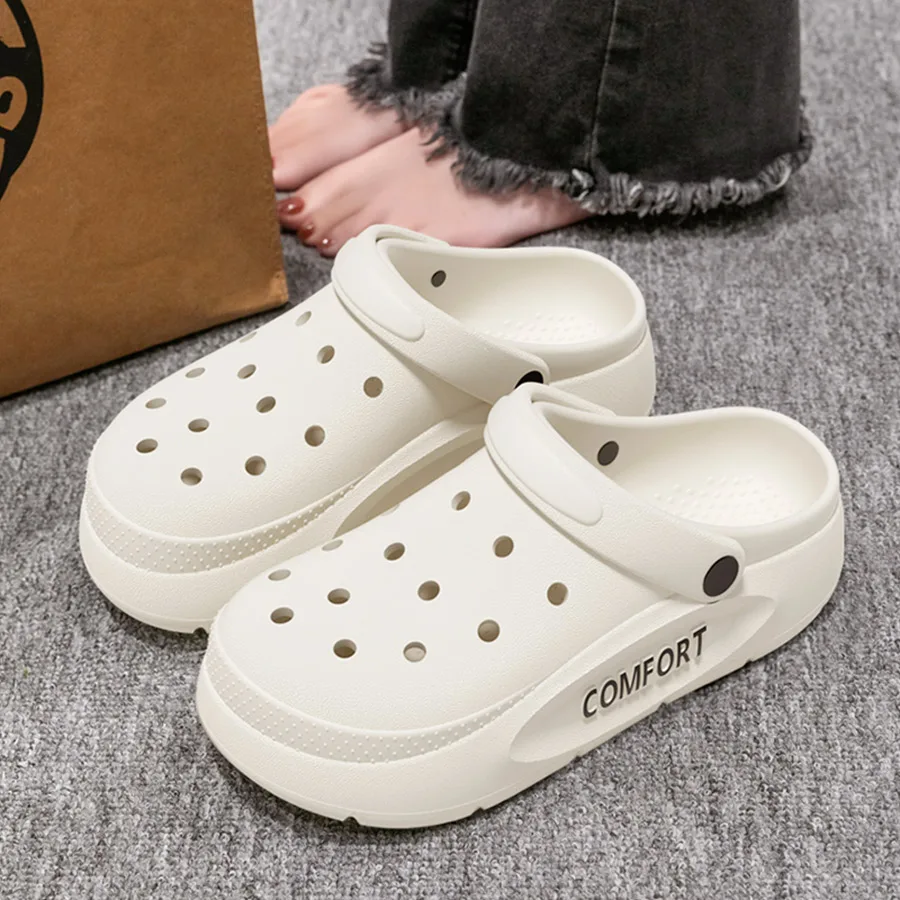 

Мужская обувь с дырочками, летние противоскользящие повседневные уличные пляжные сандалии, тапочки с носком на мягкой подошве, женский стиль