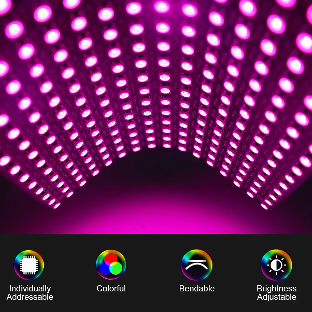 1 ~ 5 قطعة WS2812B وحدة بكسل الذكية مصفوفة 8x8 16x16 8x32 LED مرنة لوحة قابلة للعنونة بشكل فردي WS2812 RGB شاشة رقمية 5 فولت