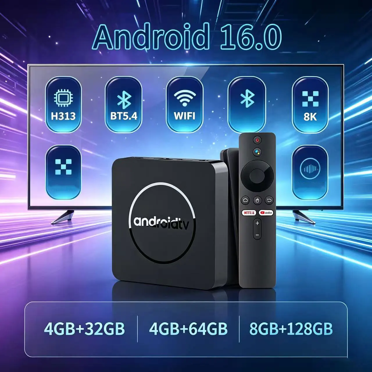Smart TV Box Android 16 Q10 8GB 128GB 4K 8K Allwinner H313 Voice Control Support Dual Wi-Fi BT 5.4 Media Player Set-Top Box