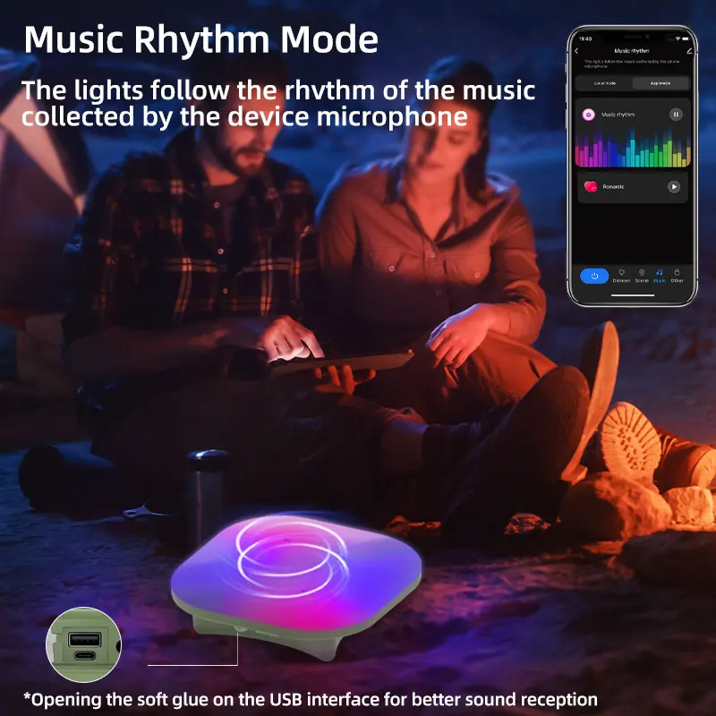 Camping Laterne wiederauf ladbare Smart Light Bluetooth-Steuerung von Tuya App Musik synchron isation RGB LED Zelt Beleuchtung 13500mah Outdoor 80W