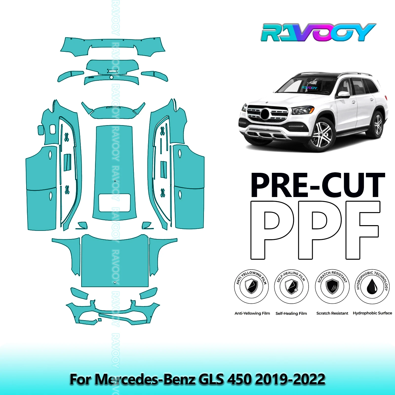 

Full Vehicle Clear Bra Precut PPF Paint Protection Film For Mercedes-Benz GLS 450 2019-2022