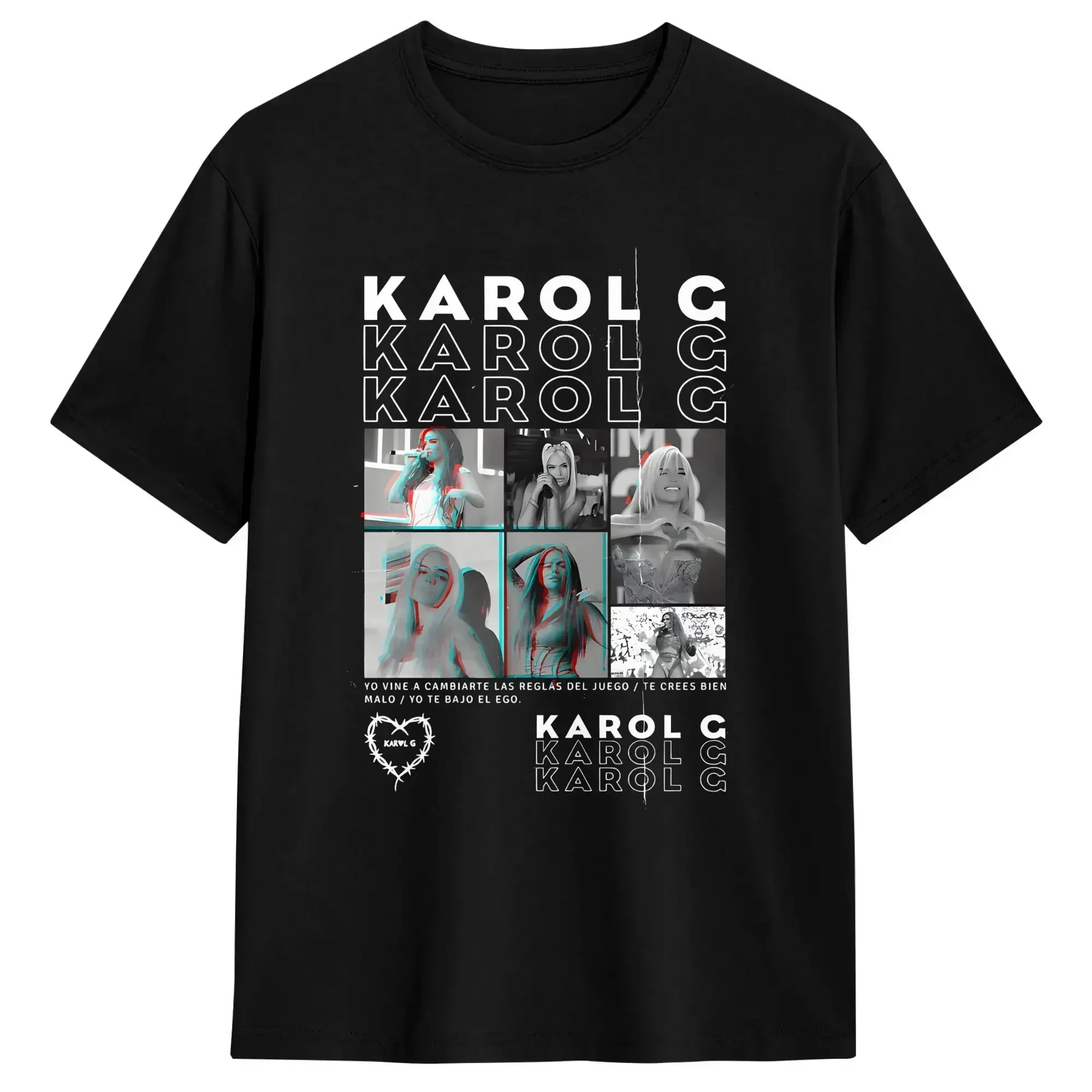 Men's T-Shirt Singer K-Karol-G KG Humor Pure Cotton Tees Short Sleeve  T Shirts Round Neck Clothes Plus Size