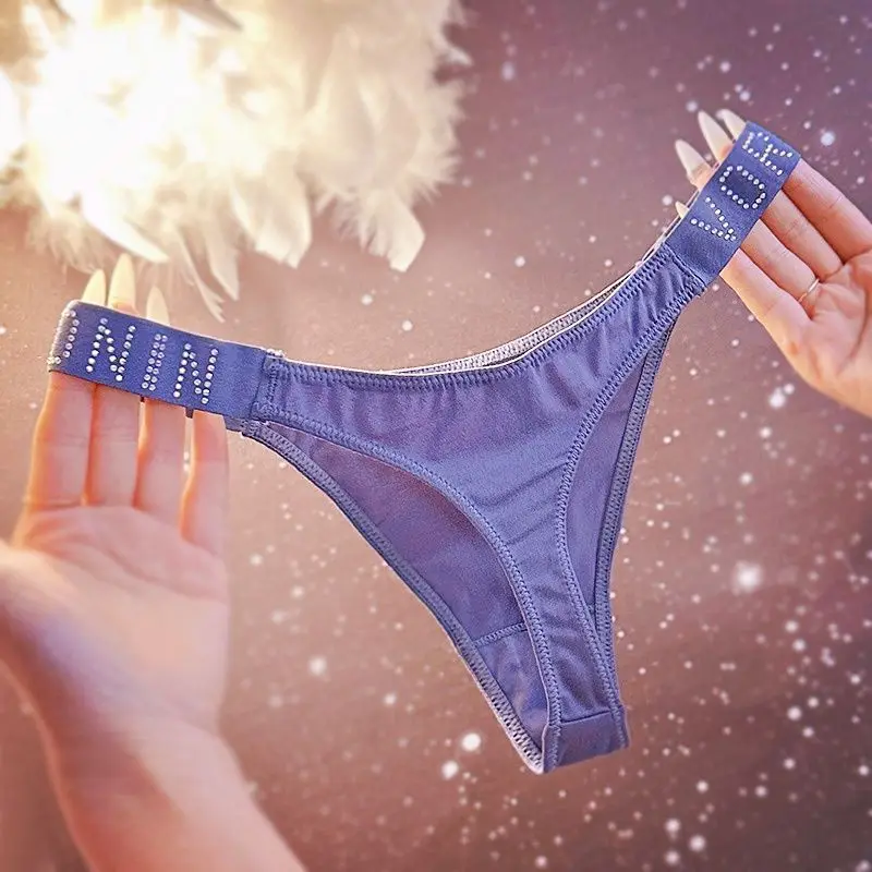 Fashionable Bestseller Water Diamond Letter Women's Underwear Sexy Low-waisted Alluring Breathable Invisibl Lace Hot and Spicy