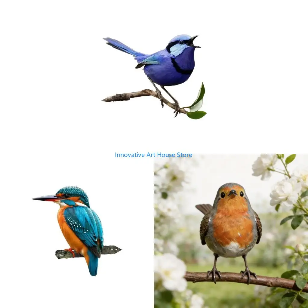 E1PC Metal Bird Home Garden Display with Color Finish and Branch Mount for Yard Fence Tree and Balcony Styling for Home Use