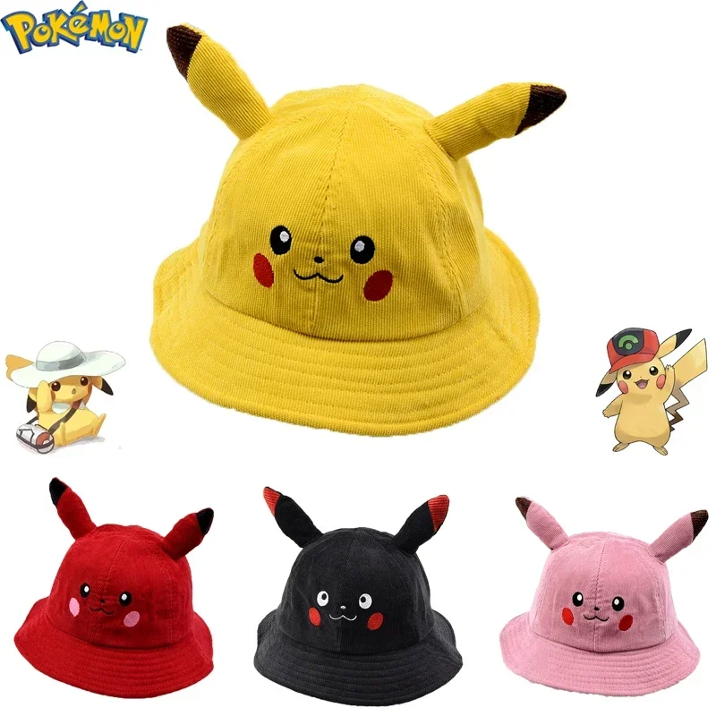 

Pokemon Pikachu Modelling Children's Bucket Hat Anime Figure Cute Cartoon Sunshade Embroidery Fisherman Cap Birthday Gifts