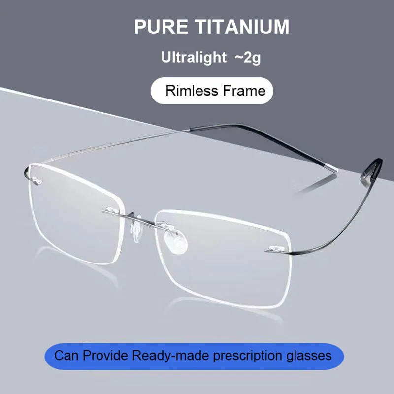 Pure Titanium Rimless Glasses Frames Men Women Ultralight Optical Eyeglasses Myopia Hyperopia Eyewear DD1625