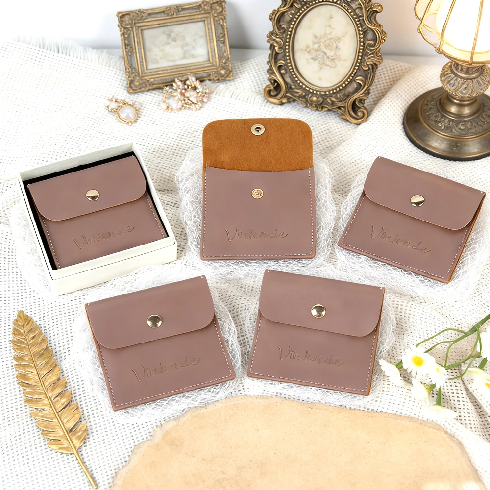 

Кожаный мешочек для украшений с золотой кнопкой-застежкой, для браслетов, серег, колец, дорожный, подарочный, для свадьбы