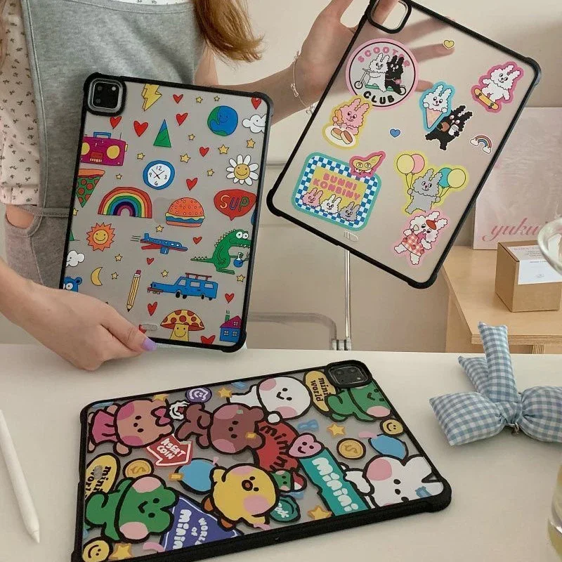 Cartoon Animals Rabbit Acrylic Protective iPad Case Cover for iPad Mini 6 Air 4 5 iPad Pro 2020 2021 2022