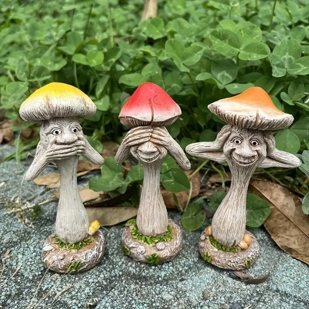 

Creative Cute Small Mushroom Statue Resin Crafts Unique Mushroom Toy Ornament Funny Mushroom Sculpture Home Living Room Decor