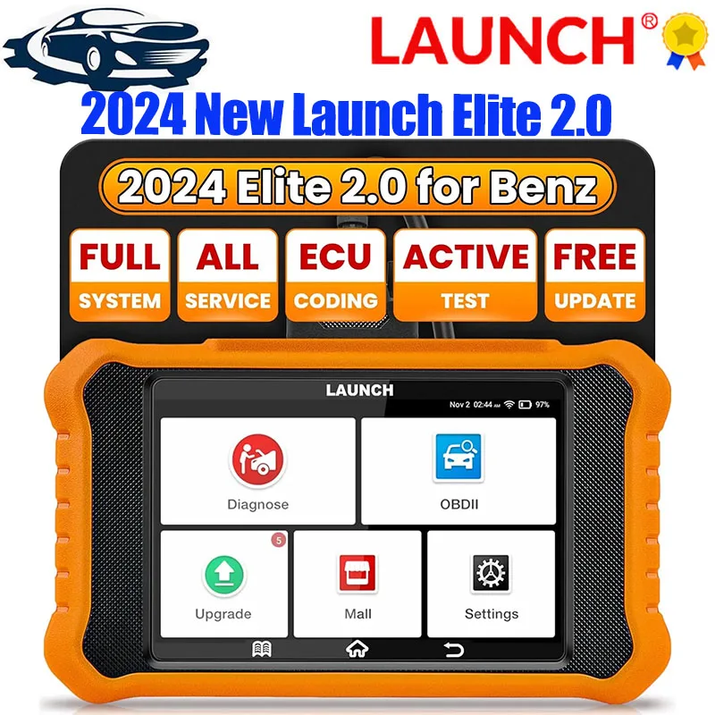 

LAUNCH X431 Creader Elite 2.0 BBA Full System Diagnostic Tools OBD2 Scanner Active Test ECU Coding For BMW For Benz For Audi